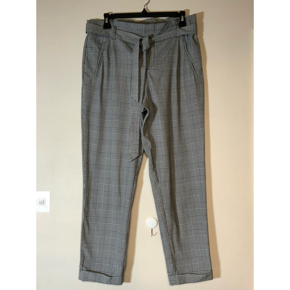 Zara Trafaluc Collection Paperbag Black and White Plaid Pants Women's Size M